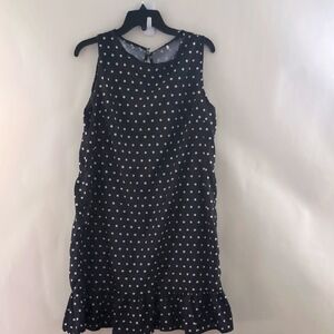 Polka Dot Sleeveless Dress - Black and White Ruffle Size XL